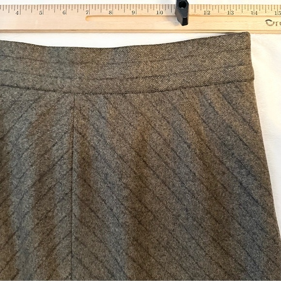 Vintage Valentino Miss V Wool Tweed Stripe Print Midi Pencil Skirt 10 brown tan - Picture 5 of 7